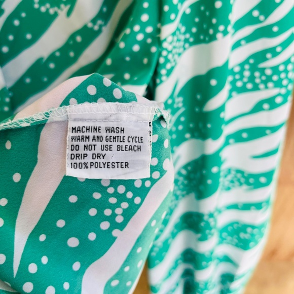 Hooper Associates Vintage 80s 90s Polka Dot Green Stripes Long Sleeve Blouse 16 - Picture 12 of 12